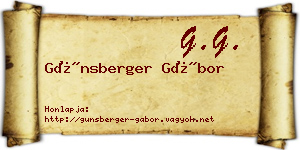 Günsberger Gábor névjegykártya
